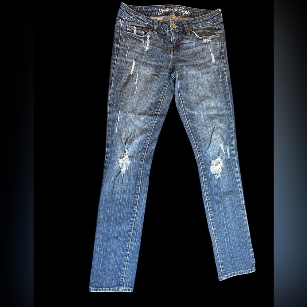 American Eagle Outfitters Ripped Blue Skinny 77 Jeans size 4 Regular